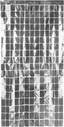 Partydeco Party curtain, square, silver-coloured, 100 x 200 cm