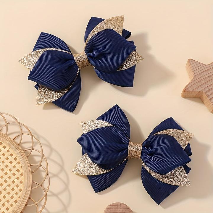 Actual product image Activity Board 2 Stück funkelnde Schleife Haarspange, bedruckter künstlerischer Stoff (2 pcs.)