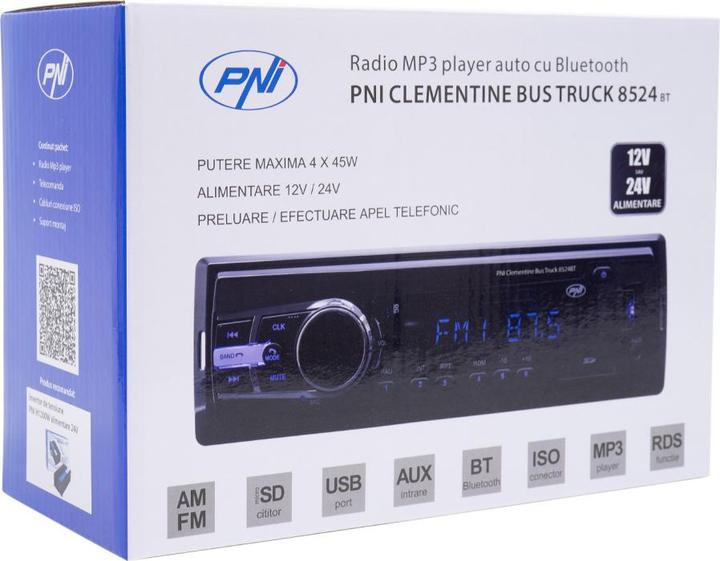 Actual product image PNI Car radio MP3 player Clementine Bus Truck 8524BT RDS 4x45w 12V/24V 1 DIN with SD, USB, AUX, RCA (Android car)