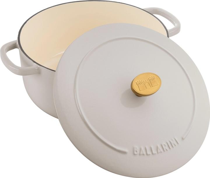 Actual product image Ballarini Cocotte BELLAMONTE 20 cm round 2.5 litre cast iron roaster white (20 cm, Casserole + Stewpot, Cast iron)