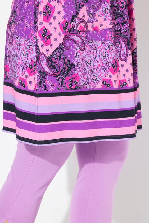 Image du produit Ulla Popken Robe courte en jersey, sans manches. Silhouette en A évasée. Décolleté rond et imprimé cachemire. (46, 48)