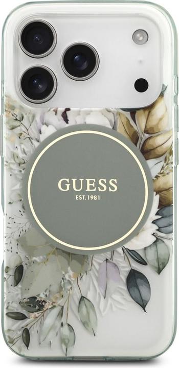 Productafbeelding Guess - IML Flower & Tonal Circle MagSafe (GUHMP17LHFWBDCEN) - iPhone 17 Pro - Green (Apple iPhone 17 Pro)