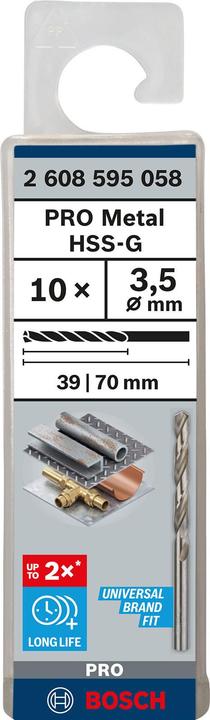 Produktbild Bosch Professional Zubehör PRO Metal HSS-G Spiralbohrer, 3,5 x 39 x 70 mm (3.5 mm)