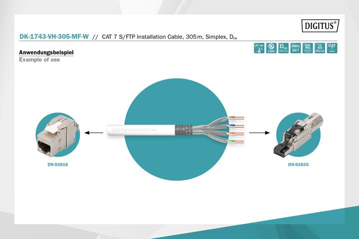 Actual product image Digitus Cat.7 S/FTP installation cable, 305 m, simplex, Dca (SFTP, CAT7, 305 m)