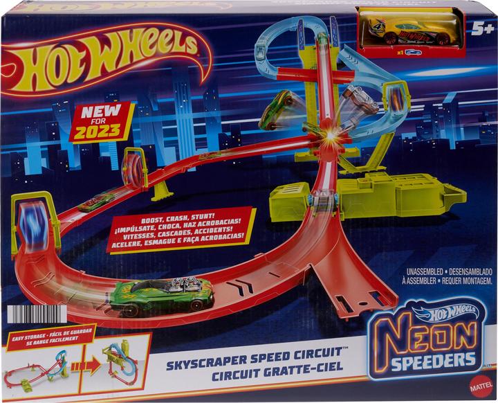 Produktbild HOT Wheels - Baanset - Neon Snelheidsduivels Wolkenkrabber Circuit - Met 1 Wheels auto - Racebaan