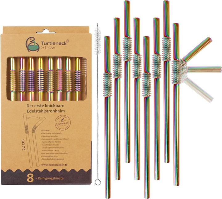 Produktbild Turtleneck Straw Biegbare Edelstahl Trinkhalme (8 x)