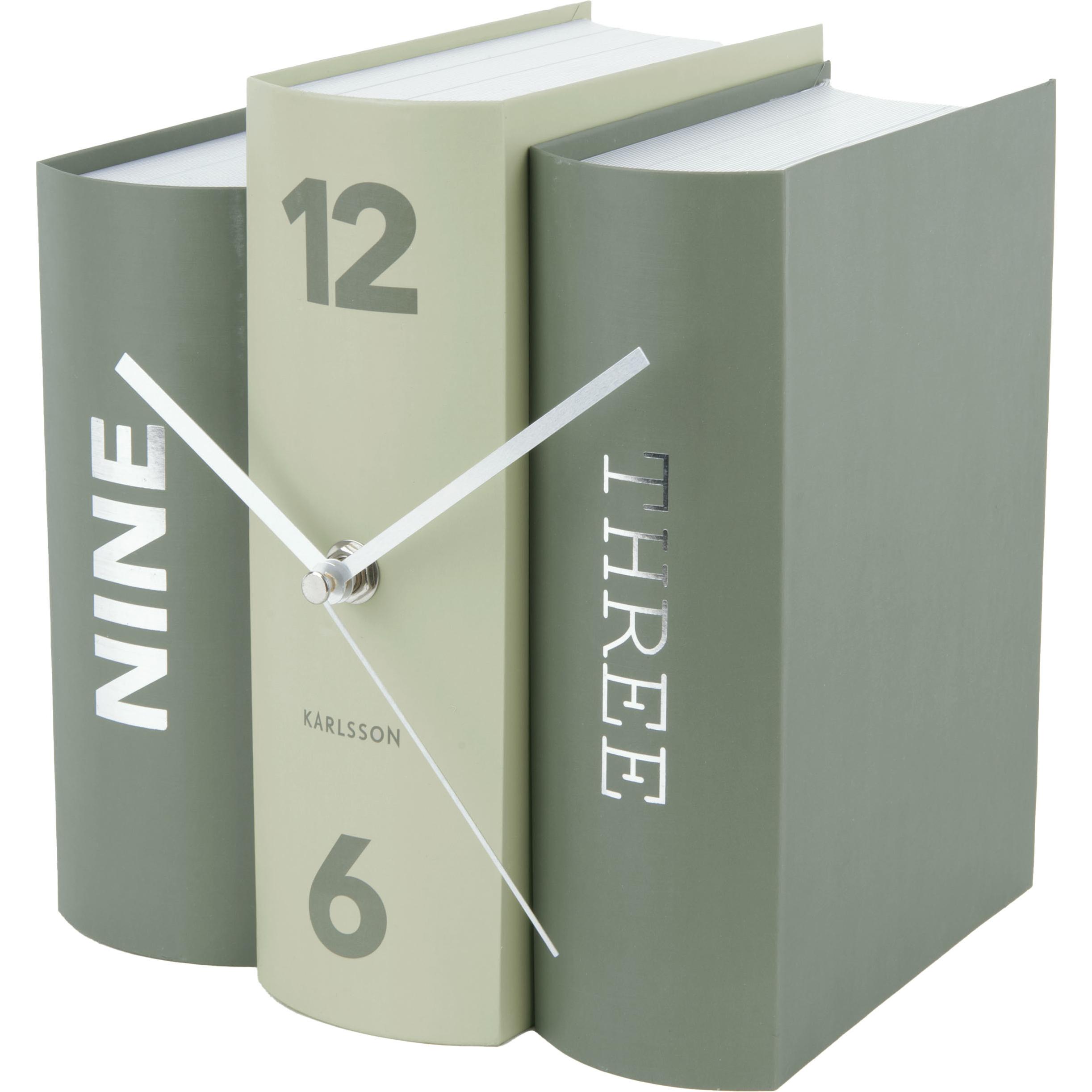 Karlsson, Tischuhr, Table clock Book green tones paper, 20x15x20cm