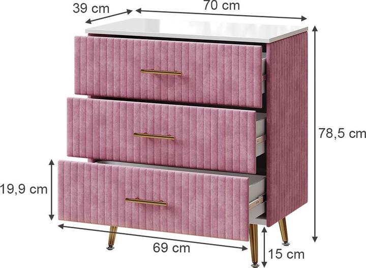 Immagine prodotto Vicco Velia con 3 cassetti (70 x 39 x 78,5 cm)