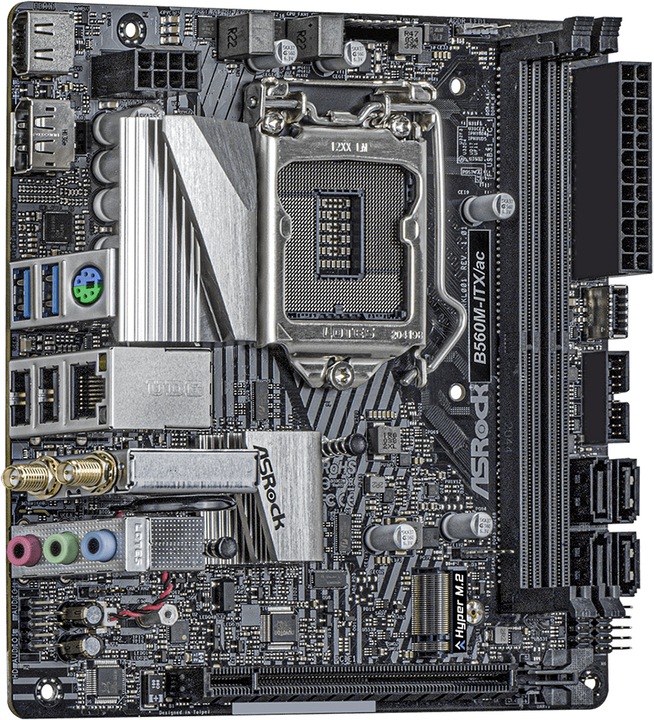 Produktbild AsRock MB -ITX/ac 1200 ITX HDMI/DP DDR4 (LGA 1200, Intel B560, Mini-ITX)