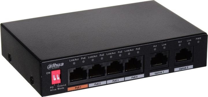 Actual product image Dahua Technology PFS3006-4ET-60 Network Switch Unmanaged Fast Ethernet (10/100) Power over Ethernet (6 ports)