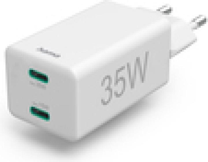 Actual product image Hama Quick Charger, 2x USB-C, PD/Qualcomm®, Mini Charger, 35 W, White (35 W, 2 ports)