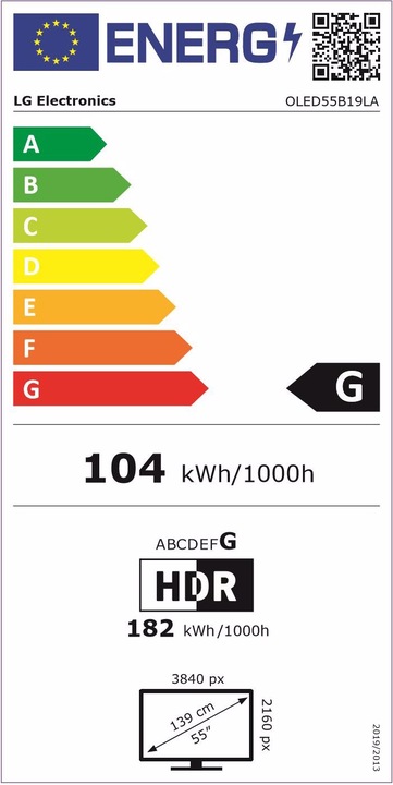 Energie-Label LG OLED55B19 (55", OLED, 4K, 2021)