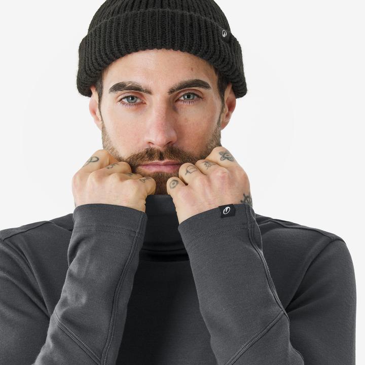 Actual product image Wedze Skiunterhemd Herren warm Rollkragen Merinowolle - BL500 Woolneck schwarz (S)