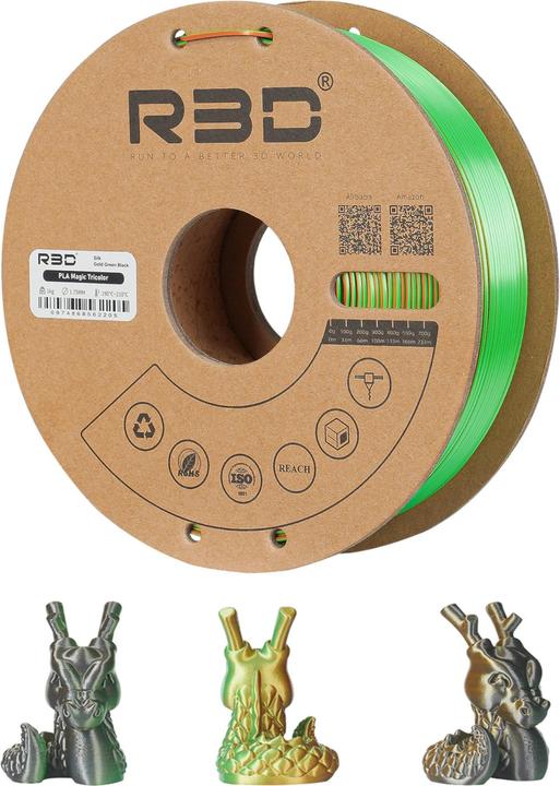 Produktbild R3D eSilk Mystic-PLA Gold-Grün-Schwarz Filament 1.75mm 1Kg (PLA, 1.75 mm, 1000 g)