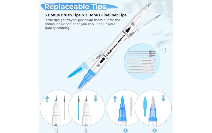 Produktbild Ohuhu Maui Pinselstifte (160 Stk.) WHI (160x)
