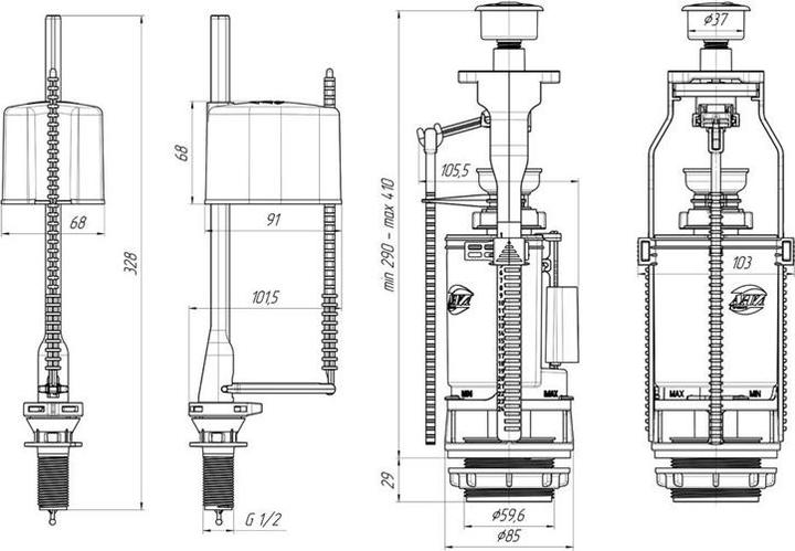 Produktbild Ani Plast WC BOTTOM FILL VALVE 1/2,CHR3/6L WC3550C
