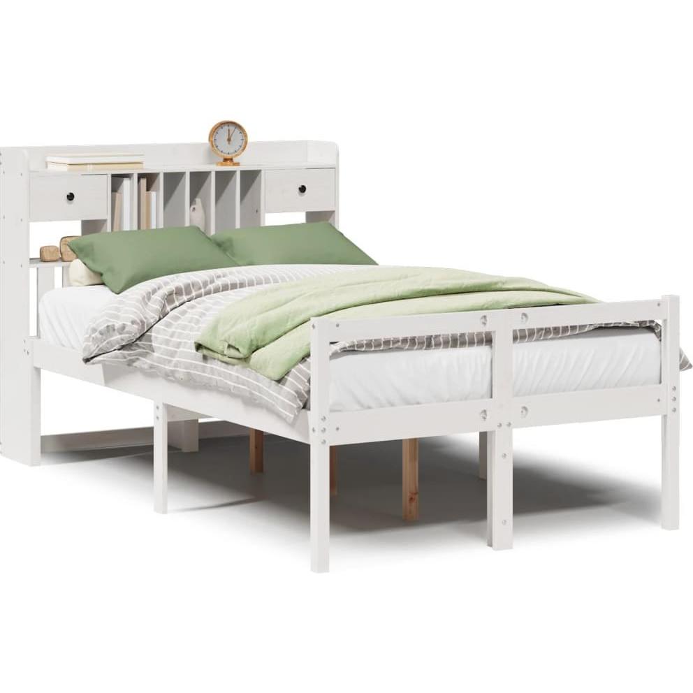 VidaXL, Bett, Massivholzbett Holzbett Bett Doppelbett mit Regal ohne Matratze 135x190cm (135 x 190 cm)