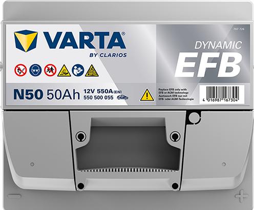 Immagine prodotto Varta N50 Blue Dynamic EFB 550 500 055 Batteria per auto 50Ah (50 Ah, 550 A)