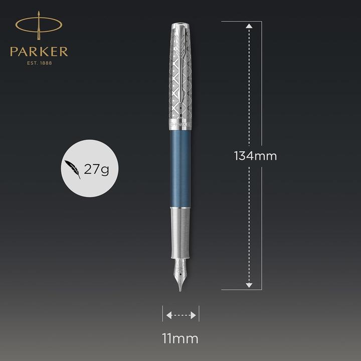 Produktbild Parker Füller Sonnet Premium Metal & C.C. 18K sw F (Blue, Metallic, 1x)