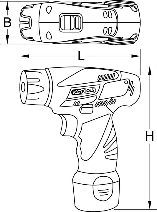 Actual product image KS Tools 1/4"" cordless bit screwdriver, 24Nm, 400 rpm 10.8V, with 1 battery and 1 charger (Rechargeable battery operated)