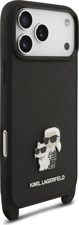 Immagine prodotto Karl Lagerfeld Saffiano Crossbody Strap Metal Karl and Choupette Case for iPhone 17 Pro Black