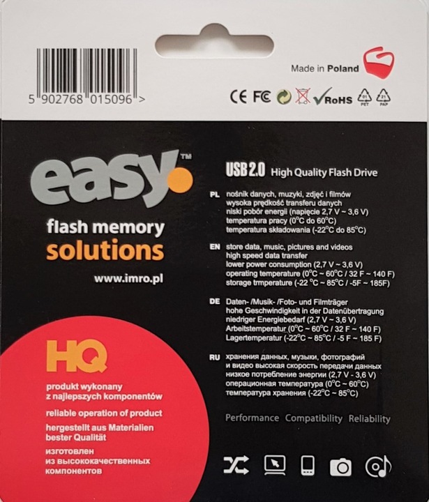 Productafbeelding IMRO Pendrive EASY / 64 GB (64 GB, USB 2.0, kleur bialy) (64 GB, USB-A, USB 2.0)