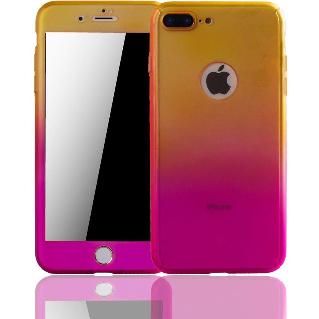 König Design Schutz Handy Hülle für Apple iPhone 7 Plus Full Case Cover Displayschutz Pink (Apple iPhone 7 Plus), Smartp...