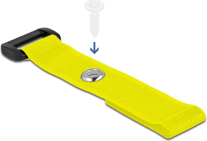 Actual product image Delock Velcro cable tie with loop and fixing eye L 150 x W 20 mm yellow 5 pieces (Velcro cable ties, 150 mm, 5 pcs.)