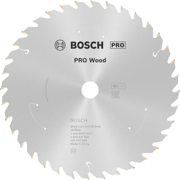Actual product image Bosch Professional Zubehör PRO Wood cordless circular saw blade, 165 x 1.5 x 15.875 mm