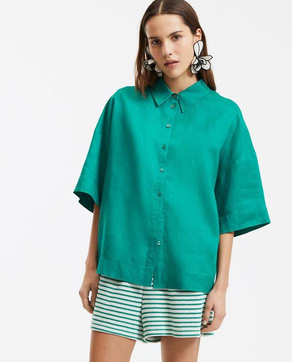 Produktbild La Redoute Collections Leinenhemd mit weiten Ärmeln und Ellenbogen Signature (S)