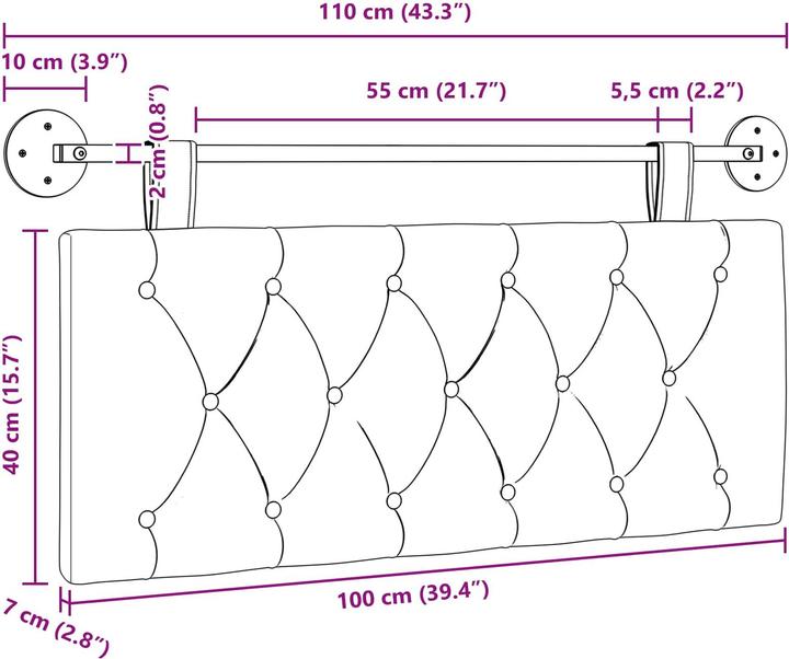 Actual product image vidaXL Modernes Kopfteil (110 x 55 x 7 cm)