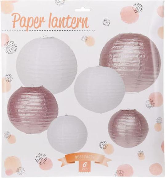 Immagine prodotto Lanterna di carta oro rosa/bianco, set di 6 pezzi (6 pz.)
