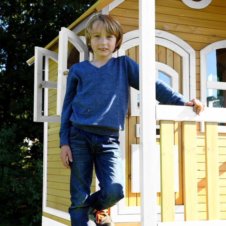 Produktbild Axi Stef Spielhaus Braun/weiss mit Lila Rutsche