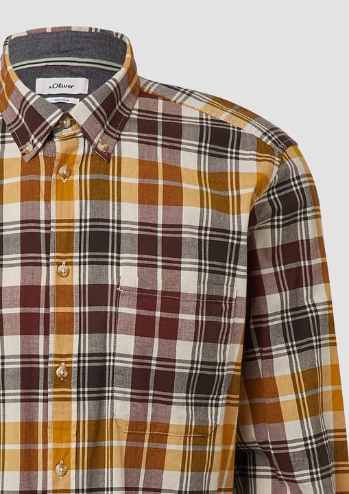 Immagine prodotto s.Oliver Hemd Regular Fit: Elastisches Button-Down-Hemd mit Karomuster (M)