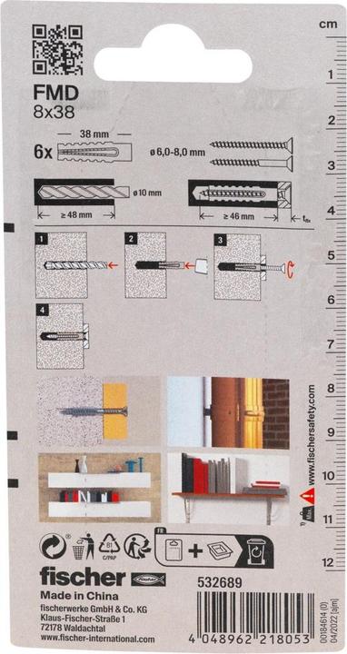 Image du produit Fischer Chevilles métalliques à expansion FMD 8x38 K (6 pcs)