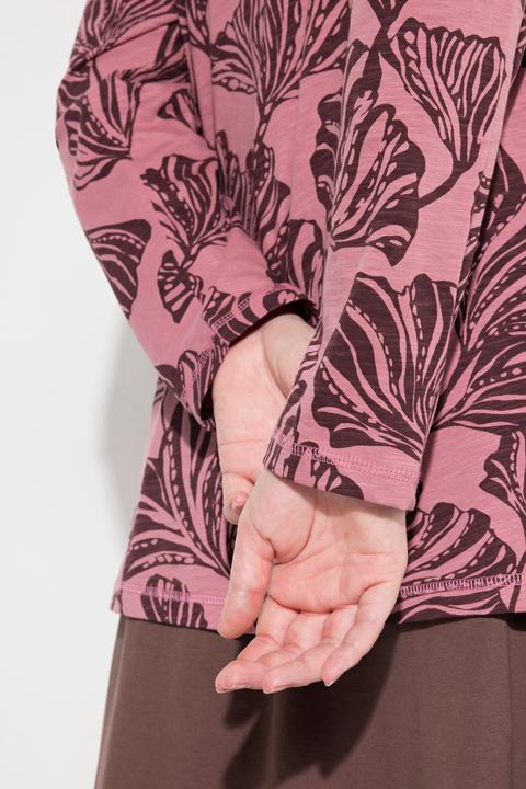 Immagine prodotto Ulla Popken Maglia dal taglio svasato con foglie, collo alto e maniche lunghe (58)