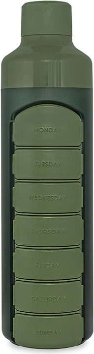 Produktbild Yos Wasserflasche 375ml grün mit Wochendispenser