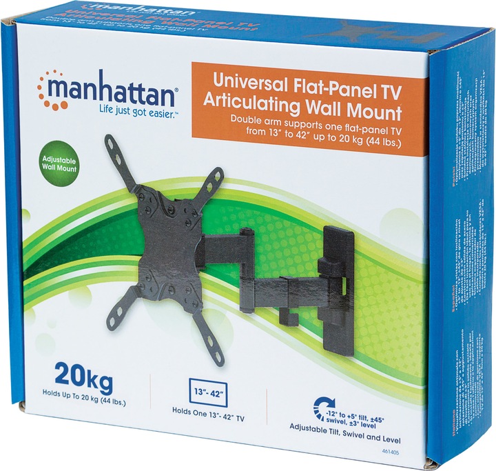 Image du produit Manhattan Support mural universel pour TV, inclinable et pivotant (Mur, 42", 20 kg)