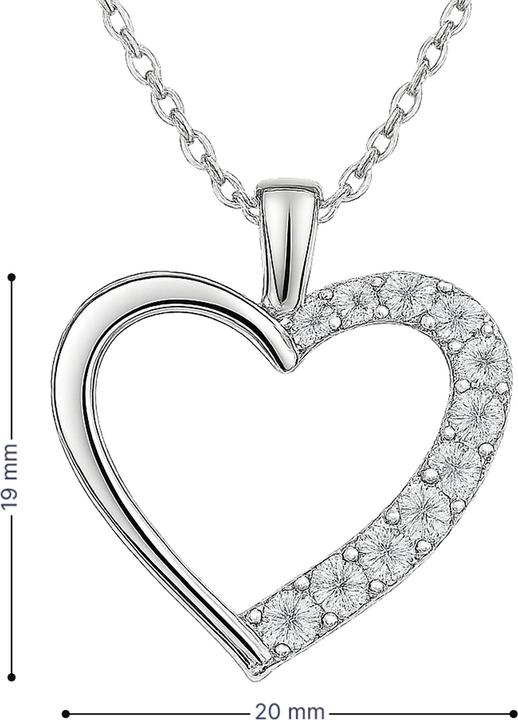 Leyda Herzkette Zirkonia weiss Silber 925 42 cm (Silber 925, 42 cm)