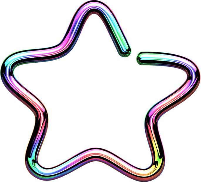 Actual product image Star Piercing Micro Piercing Ring Star coloured with Titanium layer (without brass, Surgical steel 316L)