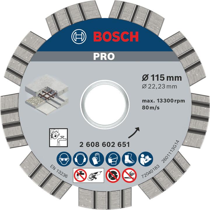 Actual product image Bosch Professional Zubehör PRO Concrete diamond cutting disc, 115 x 22.23 mm