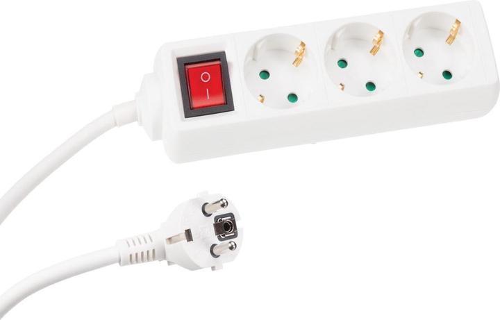 Perel Steckdosenleiste mit Schalter, 3 Schuko-Steckdosen (Typ F) mit Kindersicherung, 3 m H05VV-F (3x, CEE 7/3, 3 m)