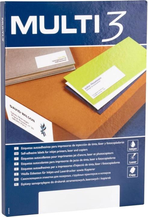 Actual product image Multi Universal labels, 210x148mm, rectangular, white 100 sheets.