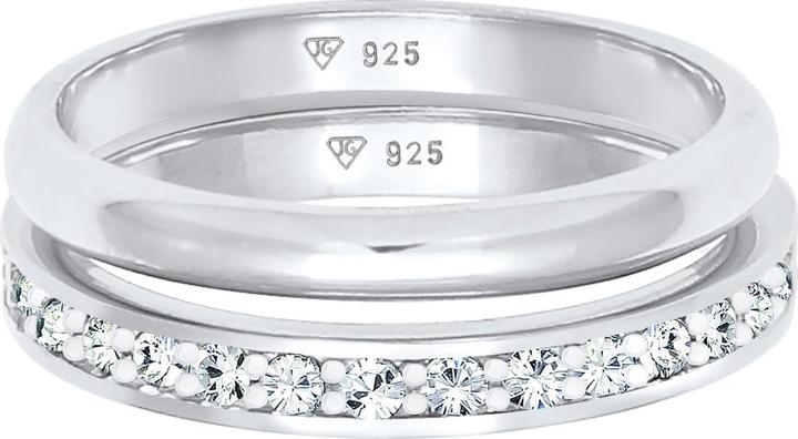 Produktbild Elli Ring Kristalle Memoire Bandring Basic 2er Set 925 Silber (56, 925 Silber)