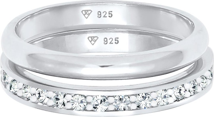 Immagine prodotto Elli Anello Cristalli Memoire Anello a fascia Basic Set di 2 Argento 925 (56, 925 Argento)