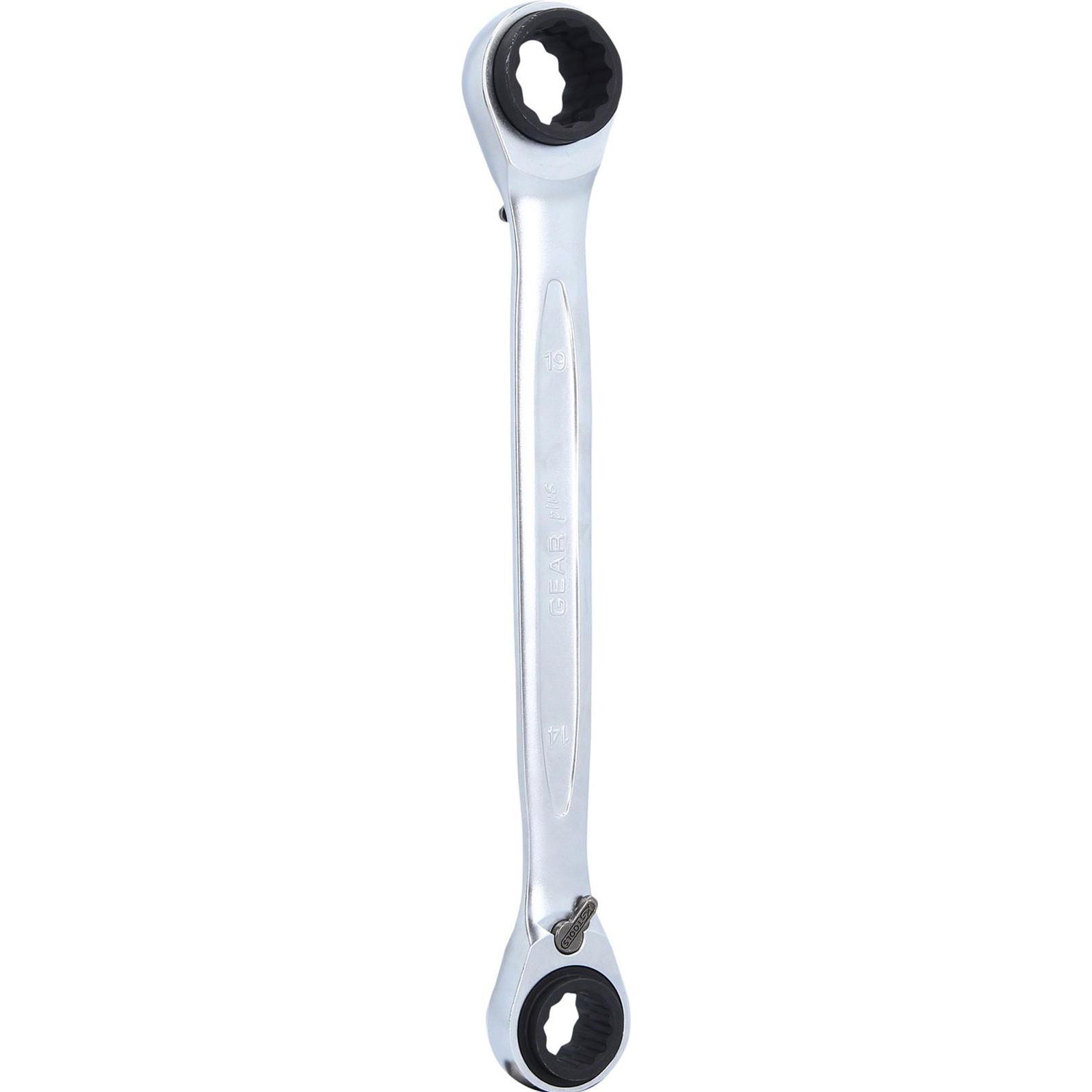KS Tools, Schraubenschlüssel, 4 in 1 GEARplus umschaltbar Doppel-Ratschenringschlüssel (19 mm, 17 mm, 18 mm, 14 mm, 15 m...