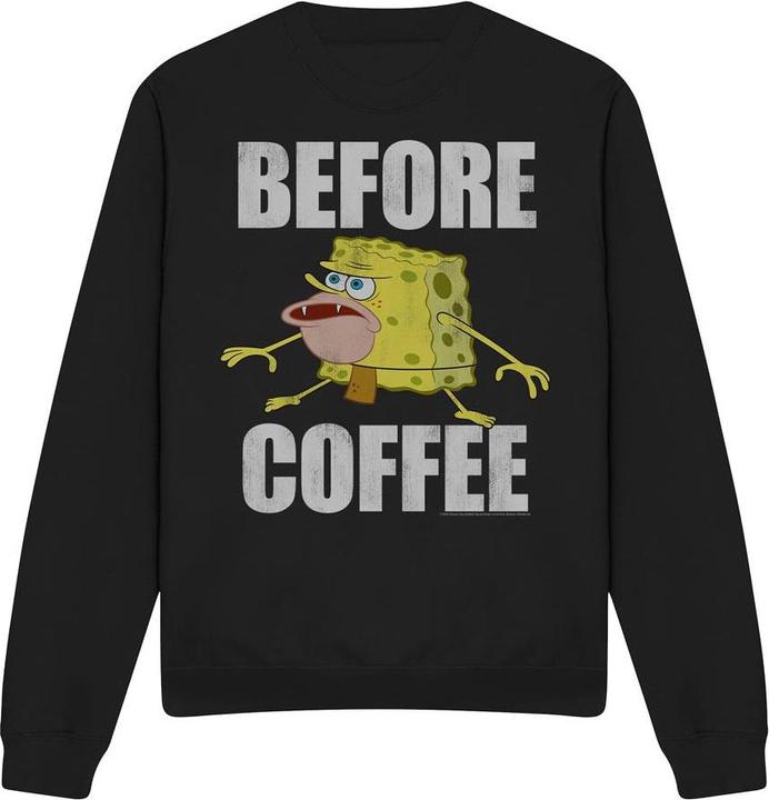 Actual product image Spongebob Squarepants Unisex Adult Before Coffee Meme Sweatshirt (S)