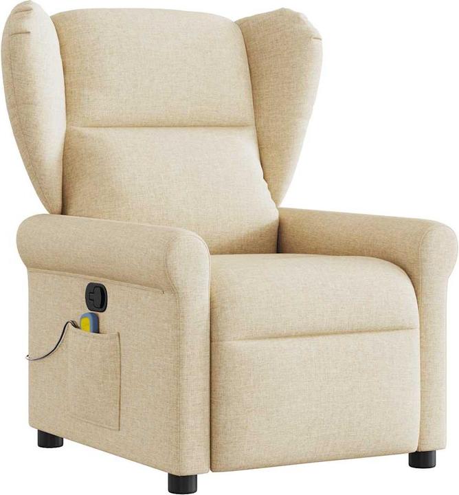 Image du produit vidaXL Fauteuil de massage Crème Tissu Massage Fauteuil TV avec fonction massage