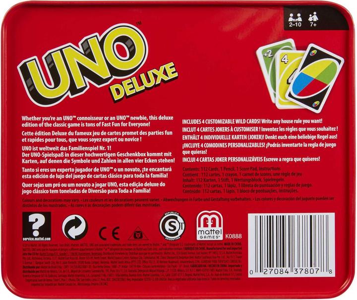 Image du produit Mattel Games Uno Deluxe - Jeu de Cartes Famille - 7 ans et + (Allemand, Français, Italien)