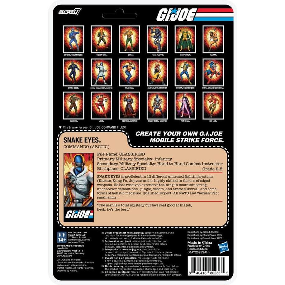 Super7 GI Joe (Movie) ReAction+ Actionfigur Wave 5 Arctic Snake Eyes (Movie) 10 cm